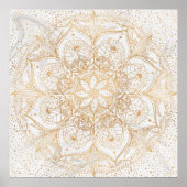 Trendy Gold Floral Mandala Marble Design Poster (Voorkant)