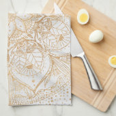 Trendy Gold Floral Mandala Marble Design Theedoek (Quarter Fold)