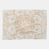 Trendy Gold Floral Mandala Marble Design Theedoek (Horizontaal)