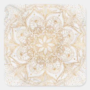 Trendy Gold Floral Mandala Marble Design Vierkante Sticker