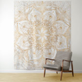 Trendy Gold Floral Mandala Marble Design Wandkleed (In situ)