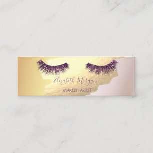 Trendy Gold Foil Brush Stroke, Glitter Lashes Mini Visitekaartje