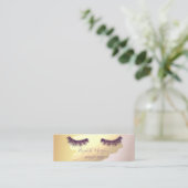 Trendy Gold Foil Brush Stroke, Glitter Lashes Mini Visitekaartje (Staand voorkant)
