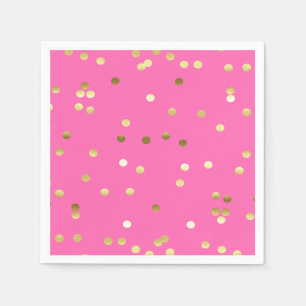 Trendy Gold Foil Confetti Hot Pink Servetten