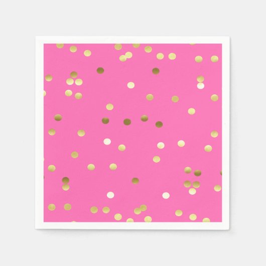 Trendy Gold Foil Confetti Hot Pink Servetten (Voorkant)