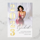 Trendy Gold Foil Foto Afstuderen koninklijke publi Folie Uitnodiging (Voorkant)