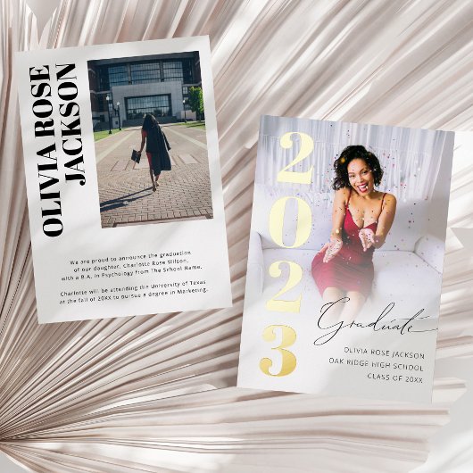 Trendy Gold Foil Foto Afstuderen koninklijke publi Folie Uitnodiging