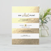 Trendy Gold Foil Striped kerstparty Kaart (Staand voorkant)