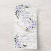 Trendy Gold Geometric Lila Floral Marble Spring All In One Uitnodiging (Binnen)