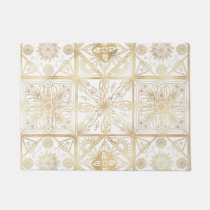 Trendy Gold Geometric Ornament Tile Art Deurmat
