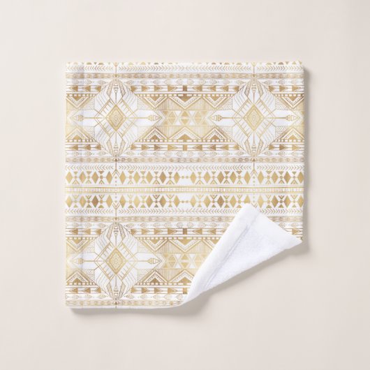 Trendy Gold Geometric Tribal Aztec Pattern Bad Handdoek (Wasdoekje)