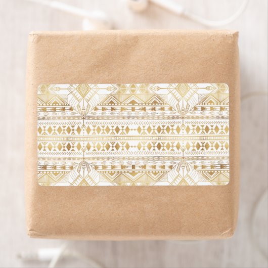 Trendy Gold Geometric Tribal Aztec Pattern Etiket (Insitu)