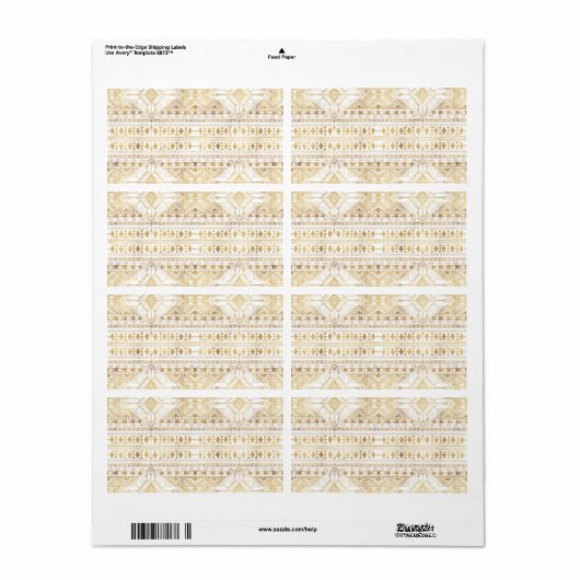 Trendy Gold Geometric Tribal Aztec Pattern Etiket (Full Sheet)