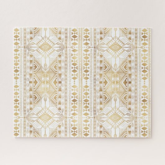Trendy Gold Geometric Tribal Aztec Pattern Legpuzzel (Horizontaal)
