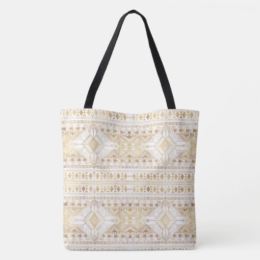 Trendy Gold Geometric Tribal Aztec Pattern Tote Bag (Achterkant)