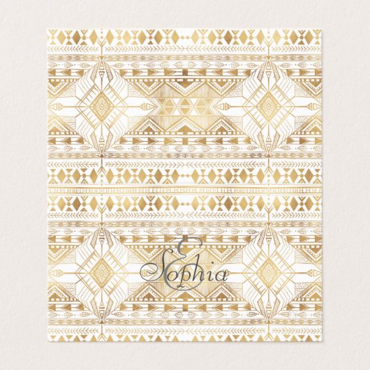 Trendy Gold Geometric Tribal Aztec Pattern Visitekaartje (Buitenkant ongevouwen)
