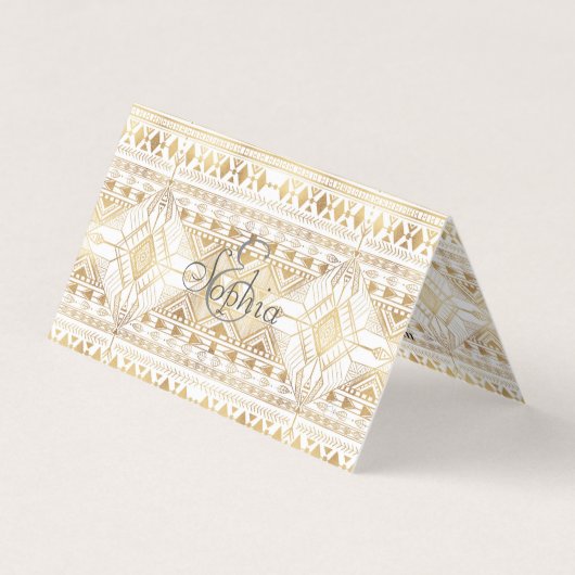 Trendy Gold Geometric Tribal Aztec Pattern Visitekaartje (Voorkant)