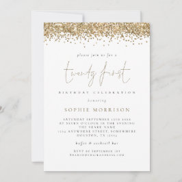 Trendy Gold Glitter 21e verjaardag Kaart