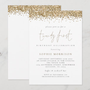 Trendy Gold Glitter 21e verjaardag Kaart