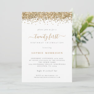 Trendy Gold Glitter 21ste verjaardag Kaart