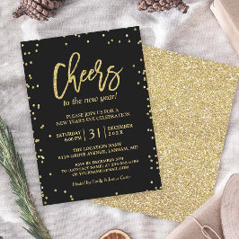 Trendy Gold Glitter Cheers Nieuwjaar Eve Party Kaart