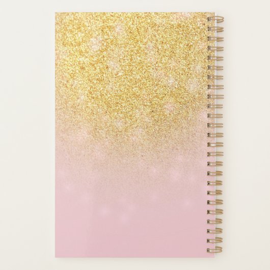 Trendy Gold Glitter Elegant Modern Monogram Naam Planner (Achterkant)