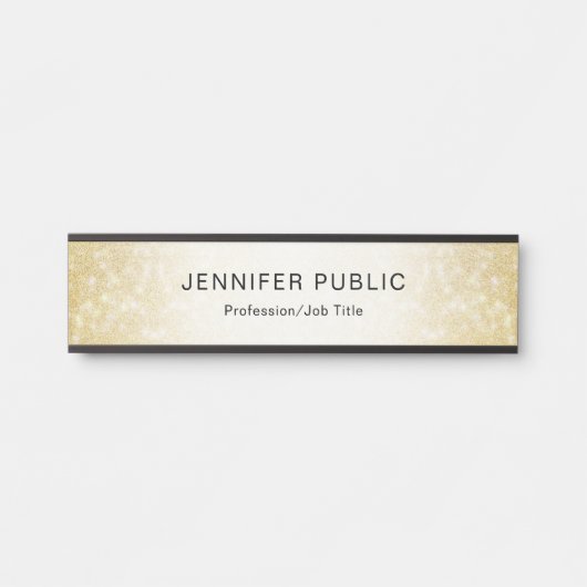 Trendy Gold Glitter Elegant Moderne Sjabloon Deurbordje (Voorkant)