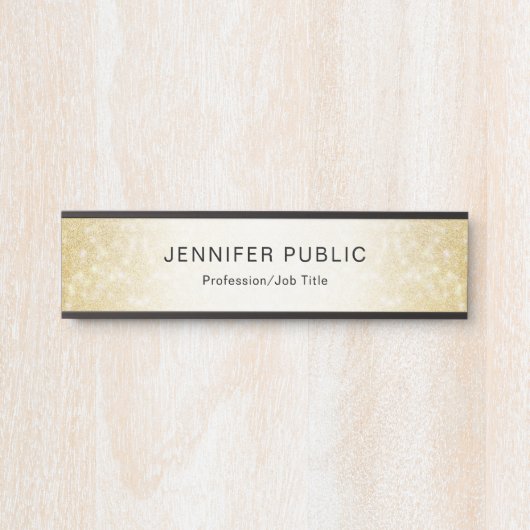 Trendy Gold Glitter Elegant Moderne Sjabloon Deurbordje (Voorkant)