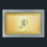 Trendy Gold Glitter Elegant Monogram Sjabloon Gesp<br><div class="desc">Trendy Gold Glitter Elegant Monogram Sjabloon Modern Glamor Belt Buckle.</div>