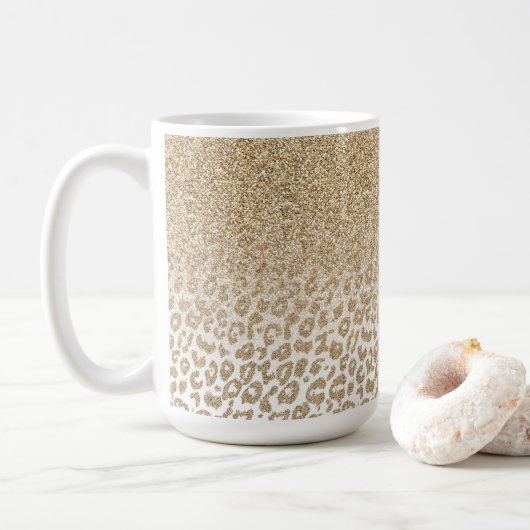 Trendy Gold Glitter en afdrukverloop op luipaard Koffiemok (Met donut)