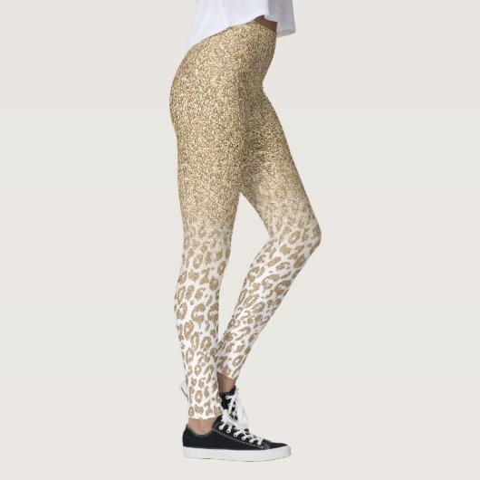Trendy Gold Glitter en afdrukverloop op luipaard Leggings (Rechts)