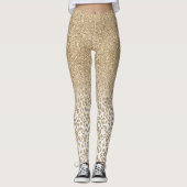 Trendy Gold Glitter en afdrukverloop op luipaard Leggings (Voorkant)