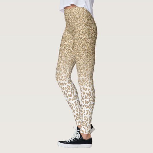 Trendy Gold Glitter en afdrukverloop op luipaard Leggings (Links)