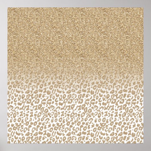Trendy Gold Glitter en afdrukverloop op luipaard Poster (Voorkant)