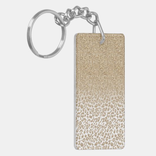 Trendy Gold Glitter en afdrukverloop op luipaard Sleutelhanger (Voorkant Links)