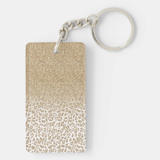 Trendy Gold Glitter en afdrukverloop op luipaard Sleutelhanger (achterkant)