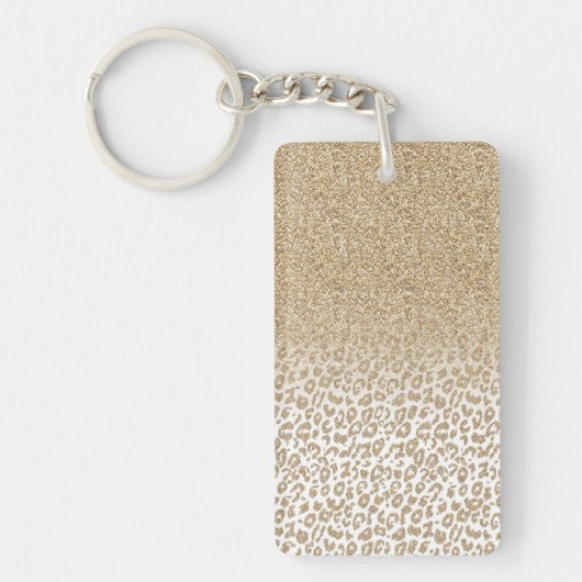 Trendy Gold Glitter en afdrukverloop op luipaard Sleutelhanger (Voorkant)