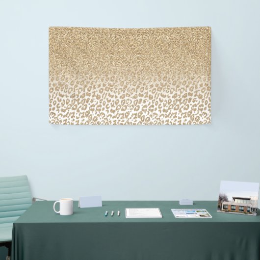 Trendy Gold Glitter en afdrukverloop op luipaard Spandoek (Beurs)