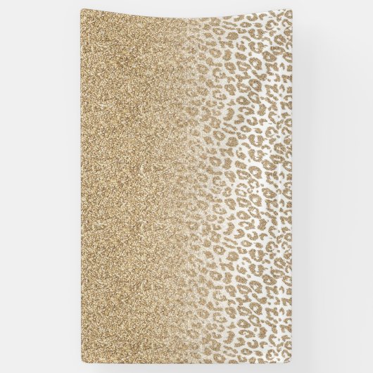 Trendy Gold Glitter en afdrukverloop op luipaard Spandoek (Verticaal)