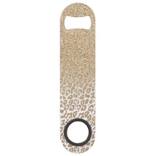 Trendy Gold Glitter en afdrukverloop op luipaard Speed Flessenopener (Achterkant)