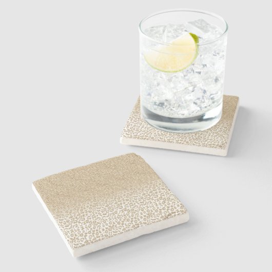 Trendy Gold Glitter en afdrukverloop op luipaard Stenen Onderzetter (Zijkant)