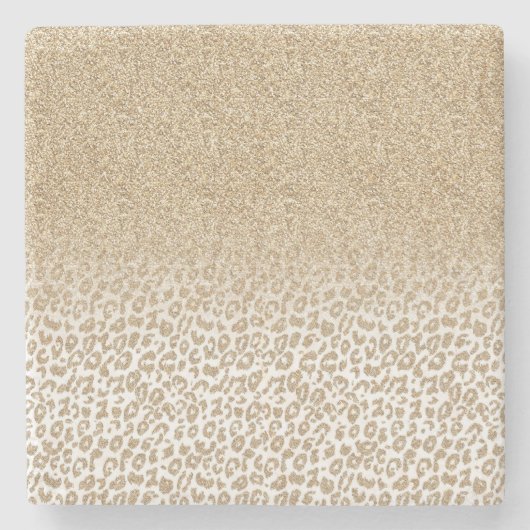 Trendy Gold Glitter en afdrukverloop op luipaard Stenen Onderzetter (Voorkant)