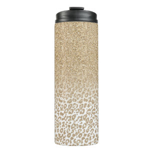 Trendy Gold Glitter en afdrukverloop op luipaard Thermosbeker