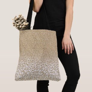 Trendy Gold Glitter en afdrukverloop op luipaard Tote Bag