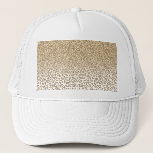 Trendy Gold Glitter en afdrukverloop op luipaard Trucker Pet (Voorkant)