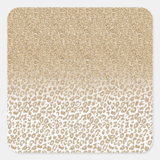 Trendy Gold Glitter en afdrukverloop op luipaard Vierkante Sticker (Voorkant)