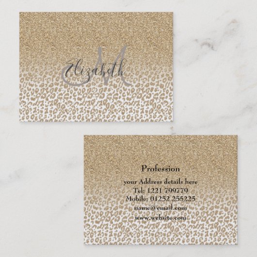 Trendy Gold Glitter en afdrukverloop op luipaard Visitekaartje (Voorkant / Achterkant)