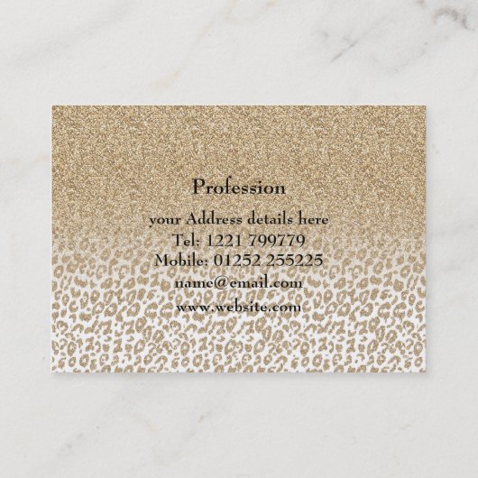 Trendy Gold Glitter en afdrukverloop op luipaard Visitekaartje (Achterkant)
