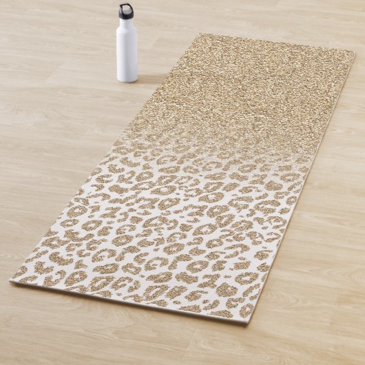 Trendy Gold Glitter en afdrukverloop op luipaard Yogamat (In situ)