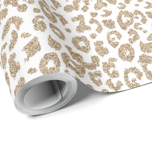 Trendy Gold Glitter en Leopard Print Gradiënt Cadeaupapier (Rol Hoek)
